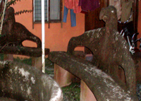 Two stone benches spotted in Puerto Viejo, Costa Rica, in 2008