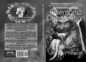 Black and white version of final cover for Daemonic Desperation